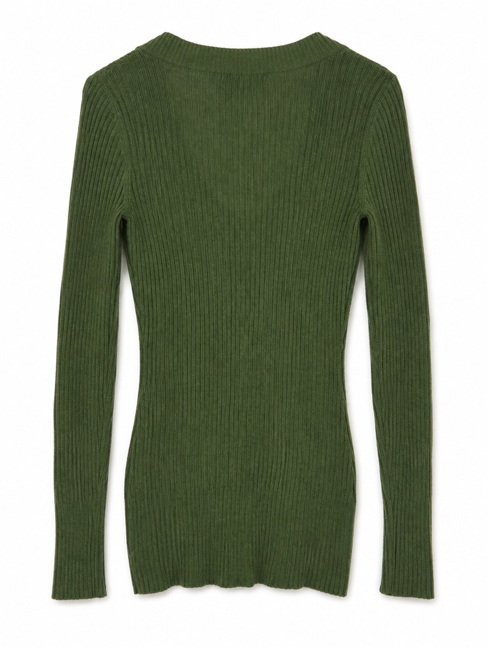 The Limited 2007 Y2K Olive Green Cable Knit Deep V Neck Sweater L - Picture 7 of 7